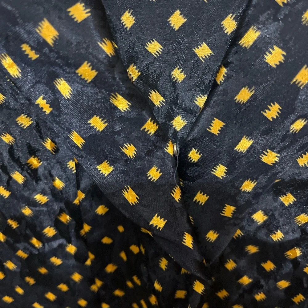 Ms. RUSS Navy and Gold Patterned Blouse - Picture 5 of 8